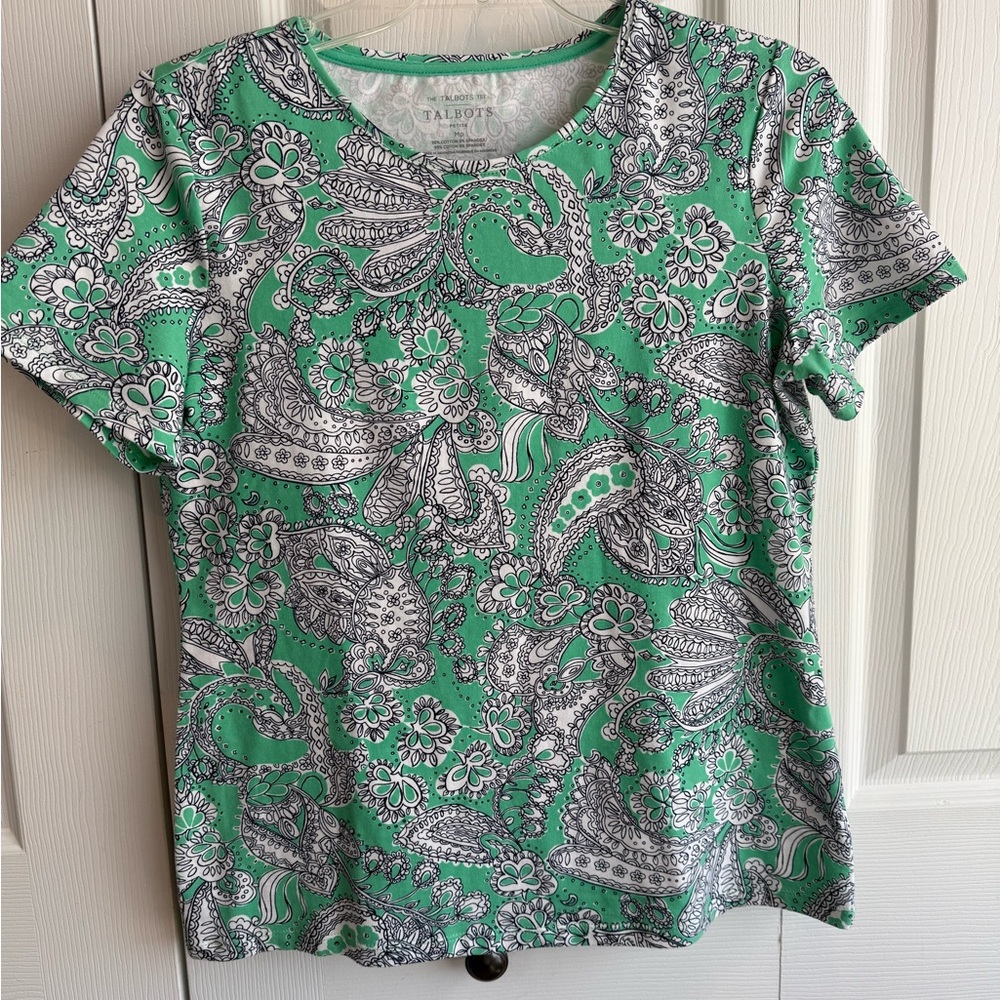 Talbots green multi top mp